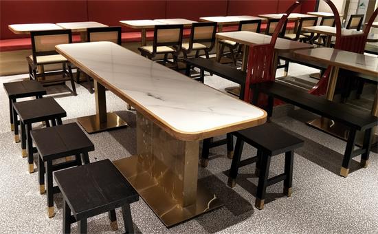 中餐厅不锈钢大理石休闲桌椅_快餐店桌椅定制