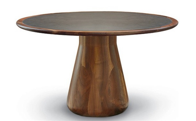 湘菜馆实木封边岩板复古实木餐桌