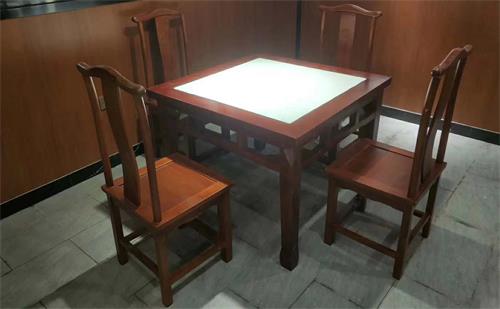 中餐厅中式餐桌椅_湘菜川菜馆实木复古桌椅（方形桌）
