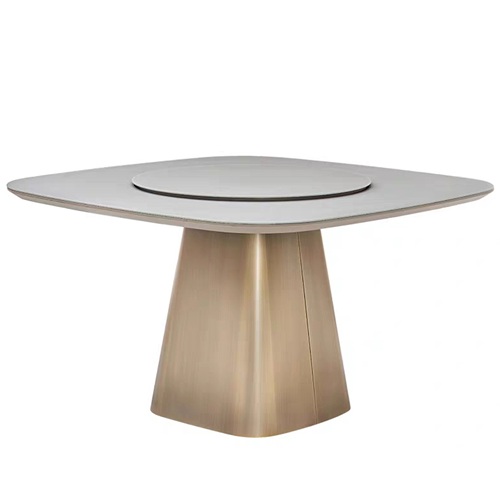 私房菜包间不锈钢轻奢带转盘餐桌