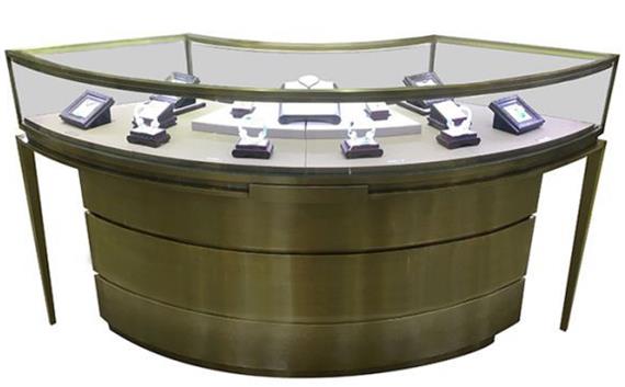 弧形不锈钢珠宝展柜_奢侈品不锈钢展柜