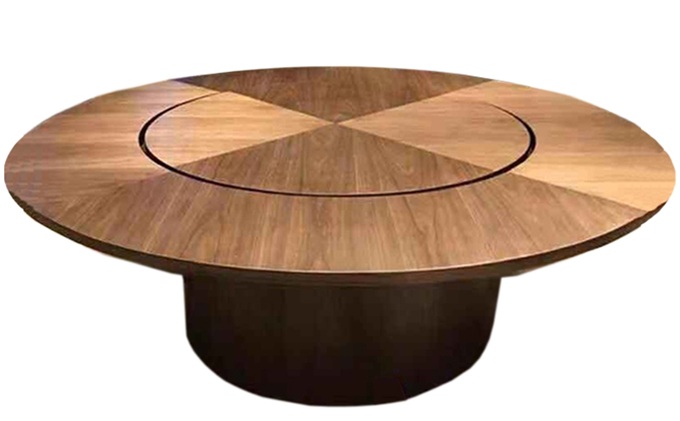 主题餐厅中式实木带转盘包间大圆桌