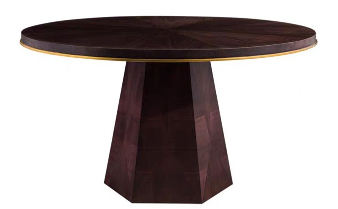 粤菜主题餐厅新中式实木圆餐桌