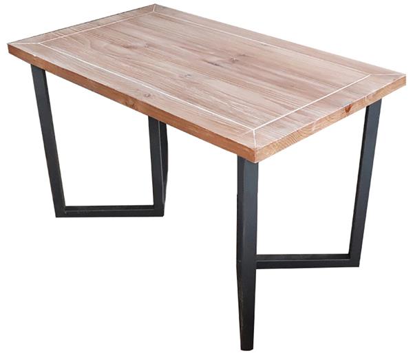 工业简约风实木加厚桌面面板_黑色磨砂五金简约五金桌脚 