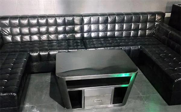 南京酒吧卡位区长方形不锈钢茶几沙发